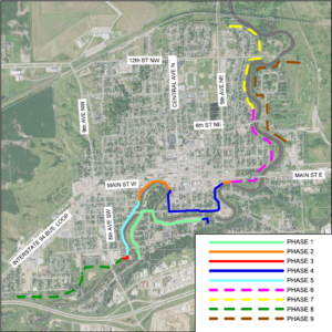 The planned flood protection plan in phases.
